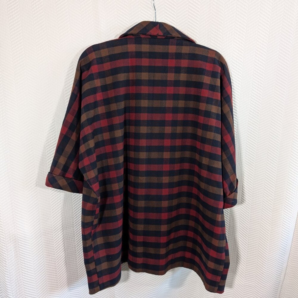 Design Lab Lord & Taylor Plaid Open Blazer Flannel Relaxed Pockets Large Fall - Picture 5 of 13